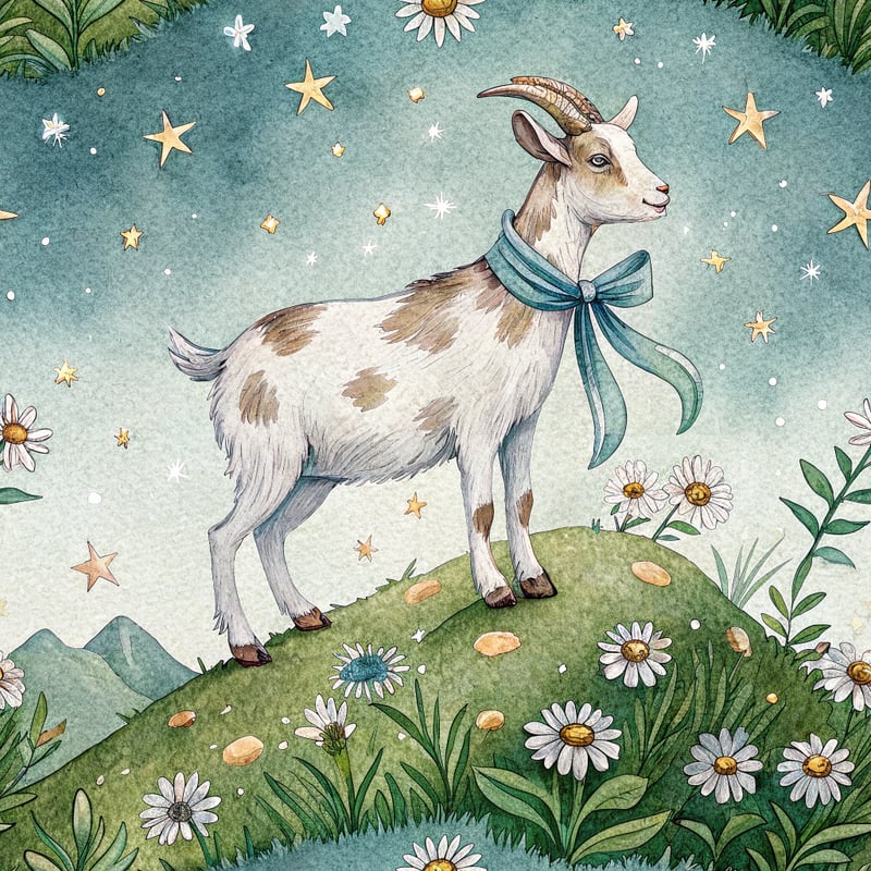Spotted Goat on Green Hill