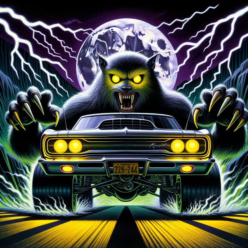 Werewolf Muscle Car with Glowing Eyes