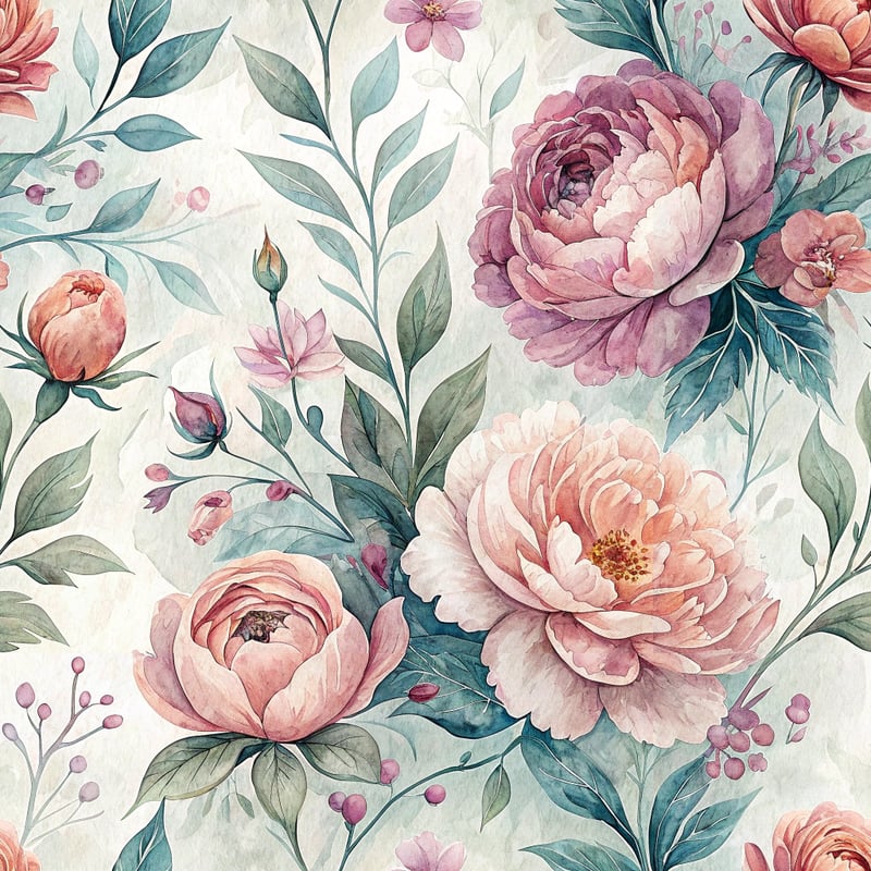 Abstract Peonies and Roses Pattern