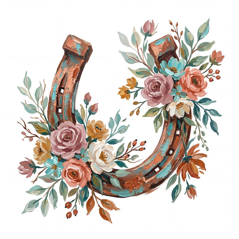 Floral Horseshoe Western Art