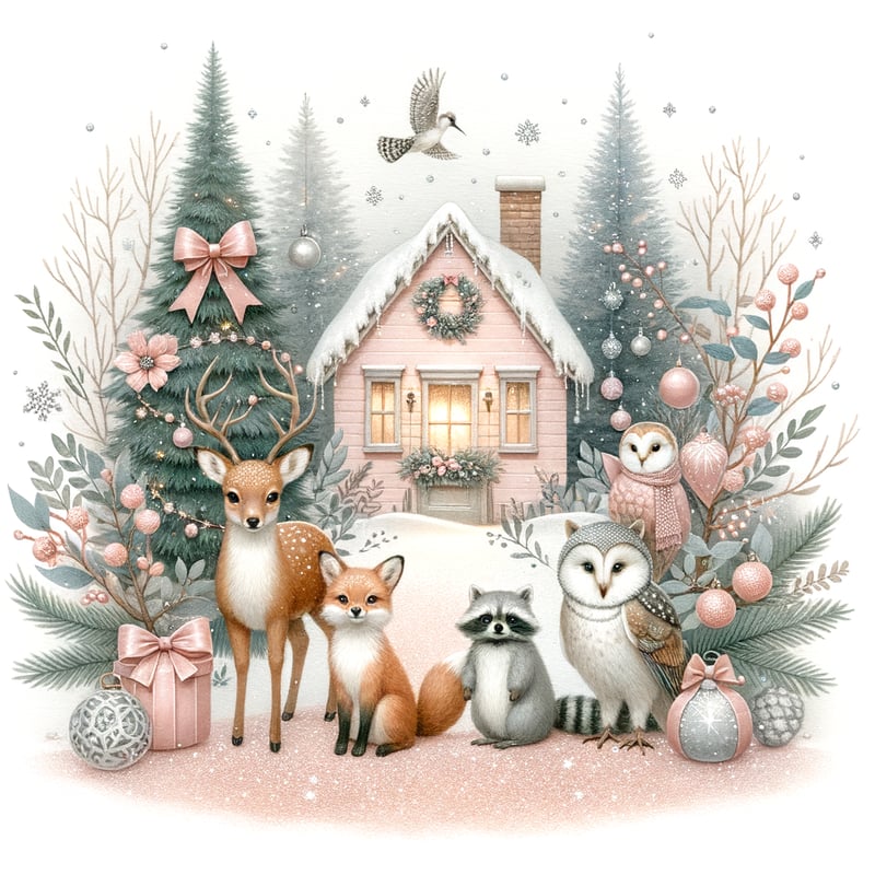 Cottagecore Christmas Woodland Scene