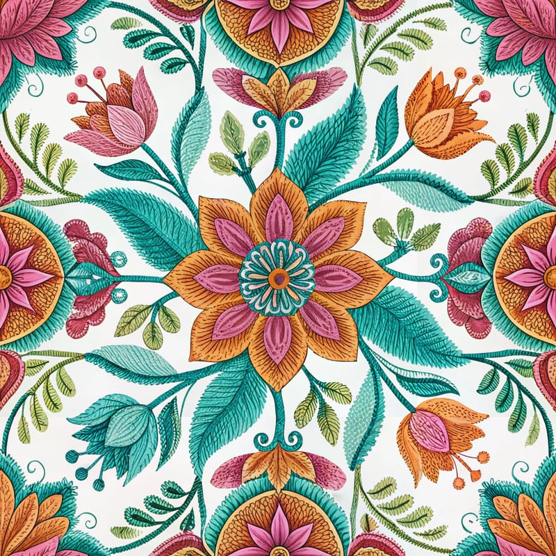 Intricate Neon Floral Embroidery