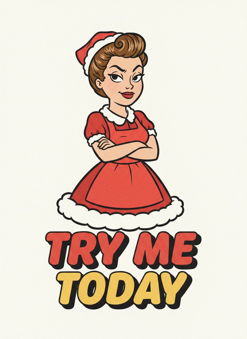 Retro 1950s Mrs. Claus Cartoon