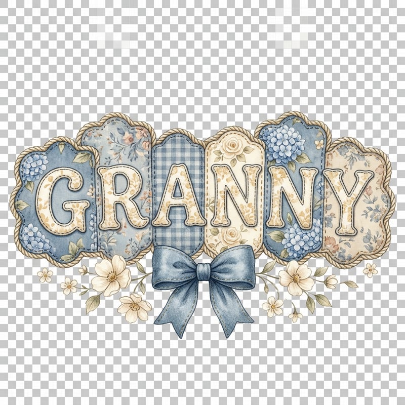 Vintage Granny Quilt Lettering Design