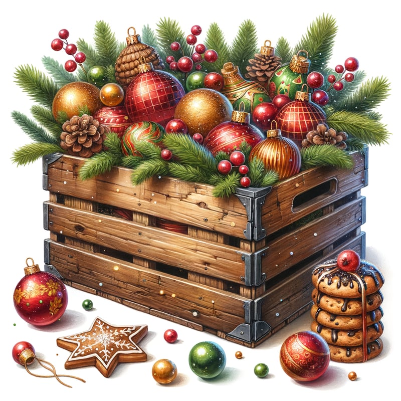Watercolor Farmhouse Christmas Crate