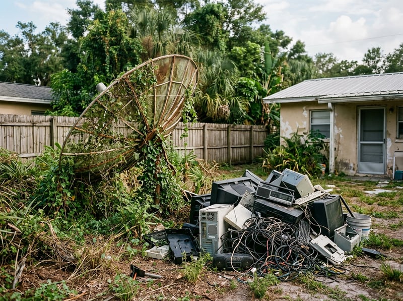 Overgrown Satellite Dish in Tampa Backyard