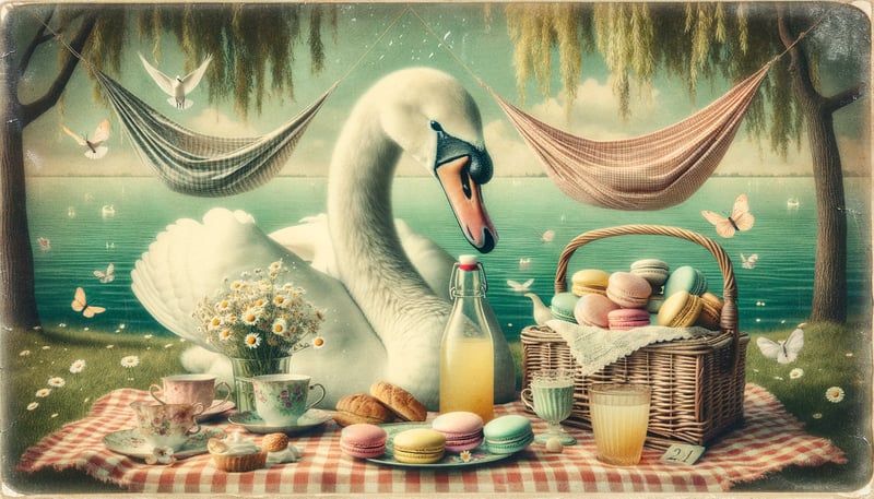 Retro Lakeside Picnic with Swan