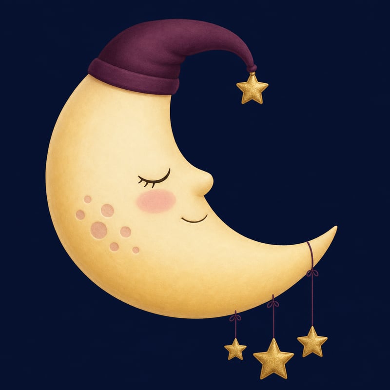 Sleeping Crescent Moon Illustration