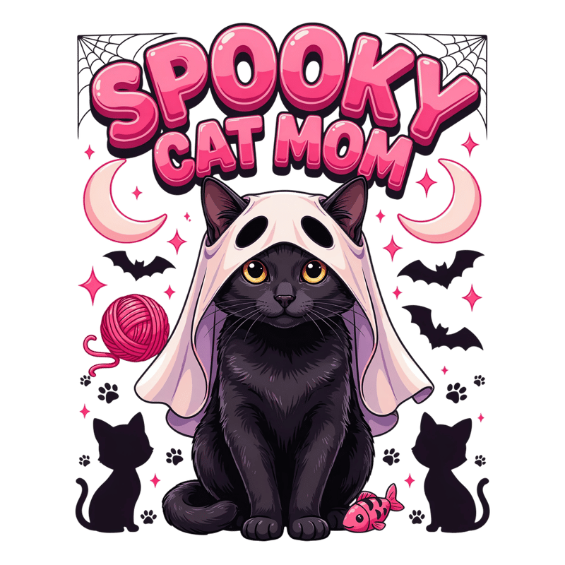Spooky Cat Mom Glossy 3D Design