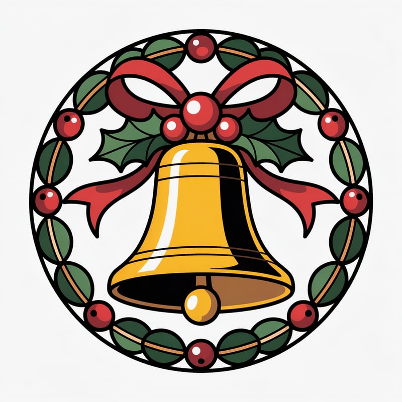 Stained Glass Christmas Bell Medallion