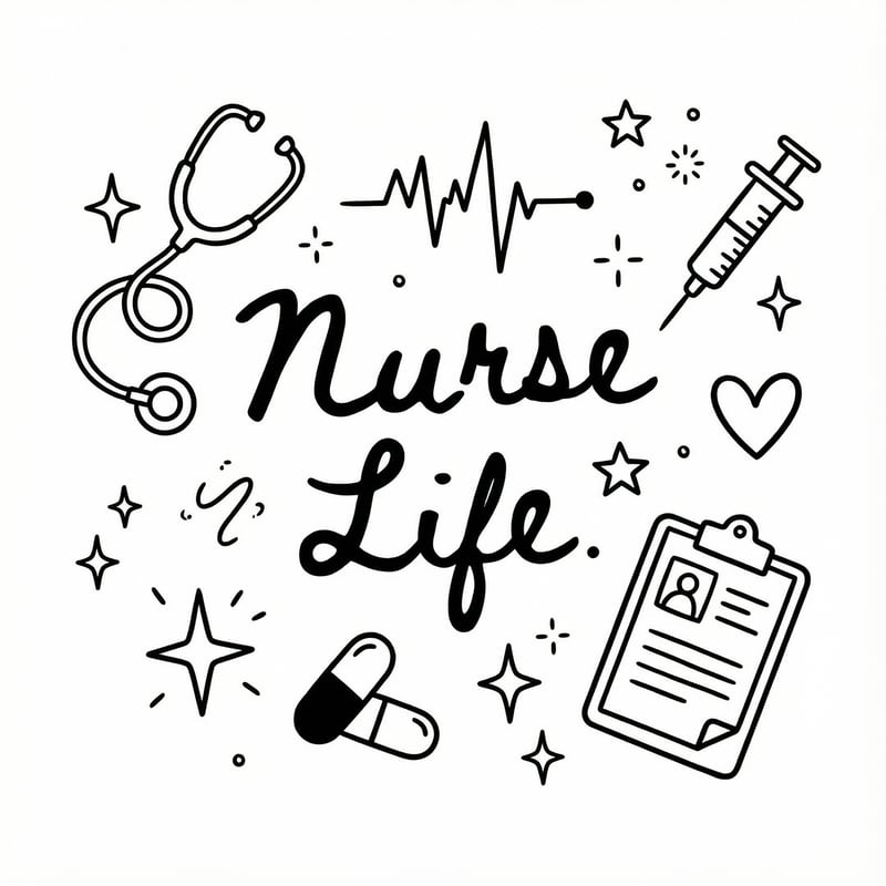 Nurse Life Monoline Doodle Design