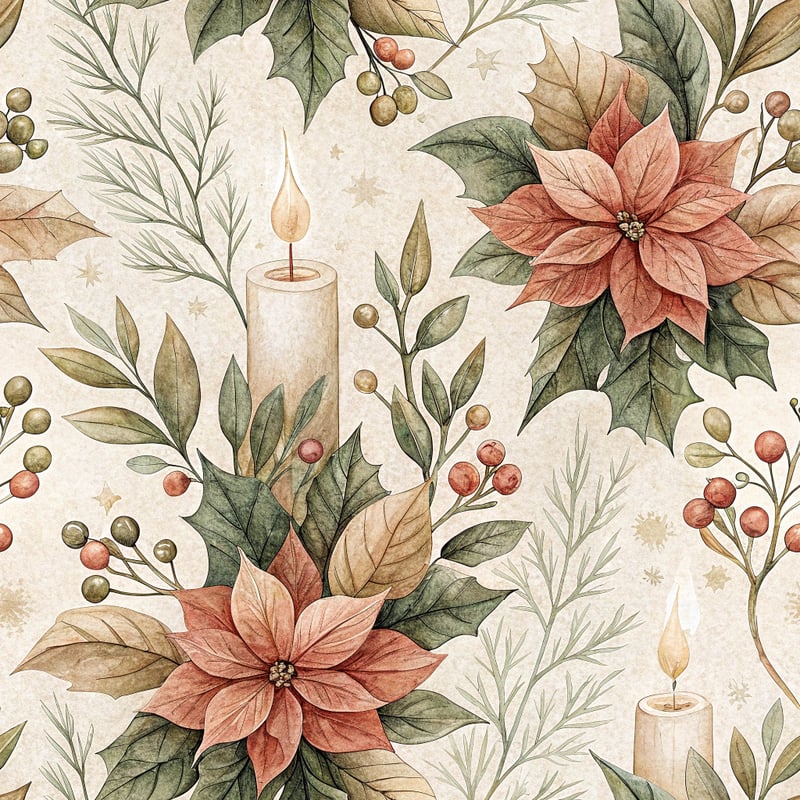 Hand-Painted Poinsettia Pattern
