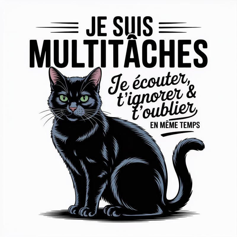 Bold Attitude Text with Black Cat