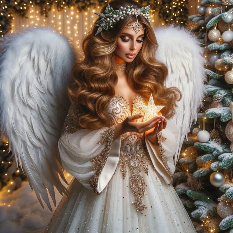 Christmas Angel with Glowing Star