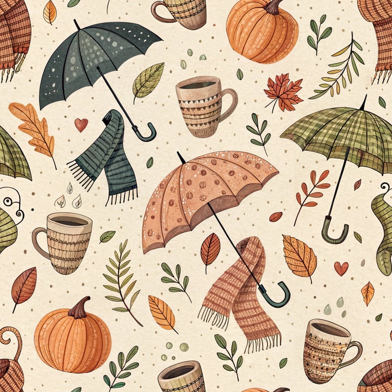 Boho Seasonal Pattern with Vintage Elements