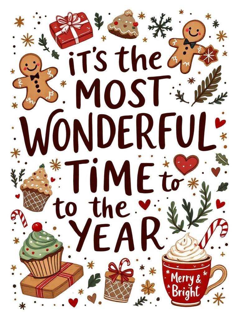 Cozy Christmas Illustration with Festive Typography