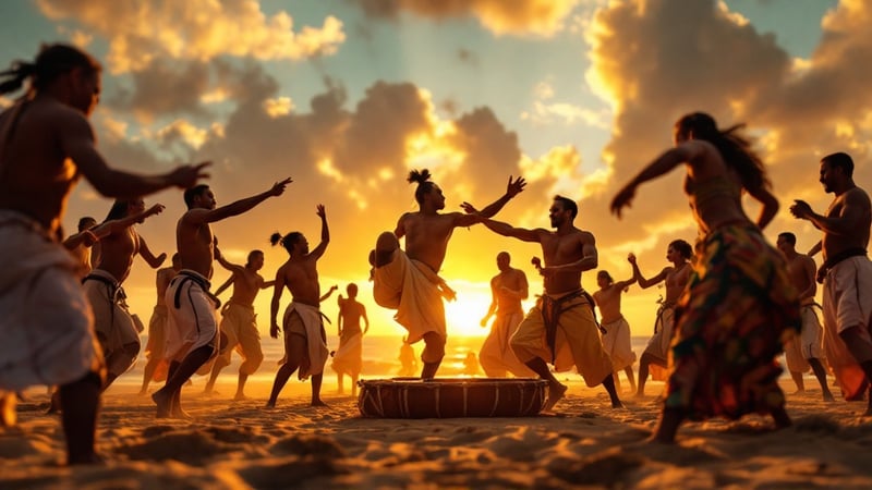 Capoeira Circle at Sunset in Salvador