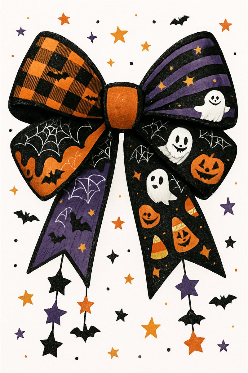 Halloween Bow with Spooky Patchwork