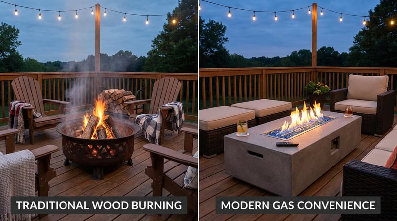 Wood vs Gas Fire Pits on Deck
