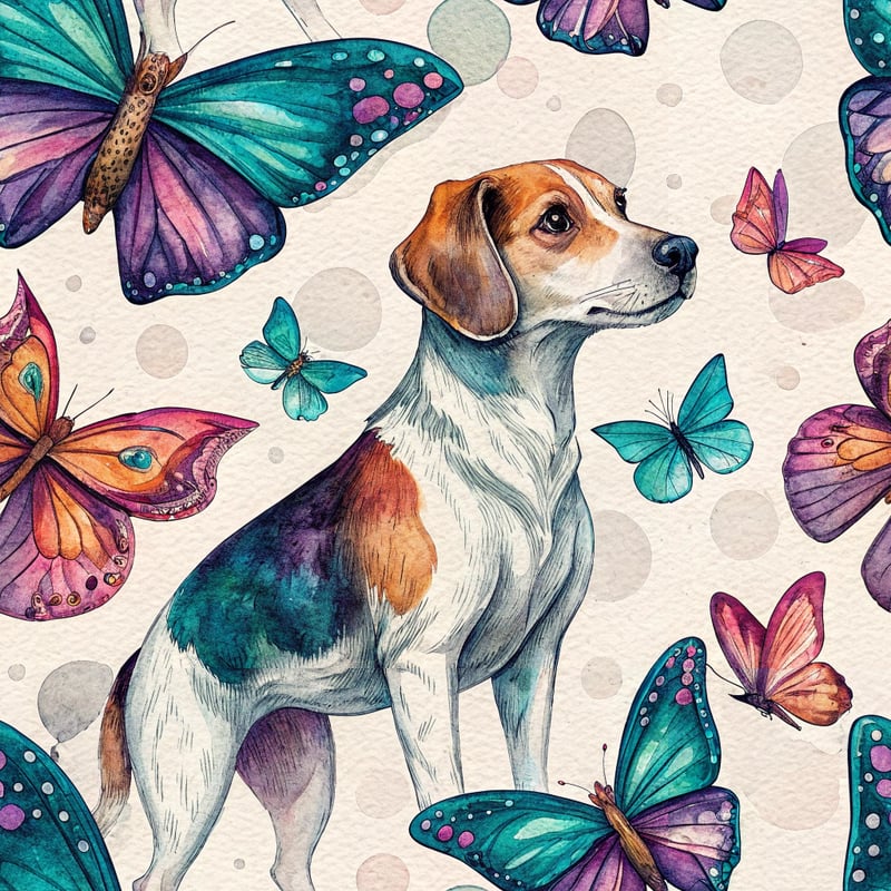 Painterly Dogs with Butterfly Wings