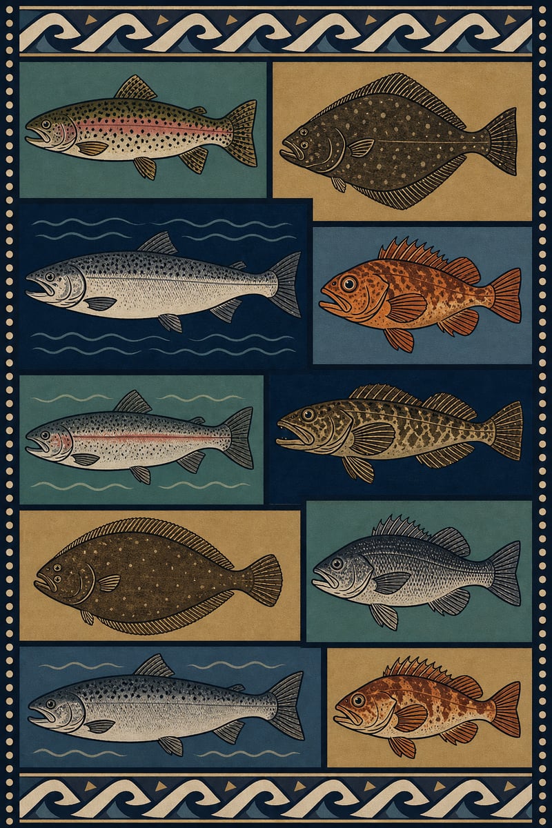 Asymmetric Fish Panel Grid Art