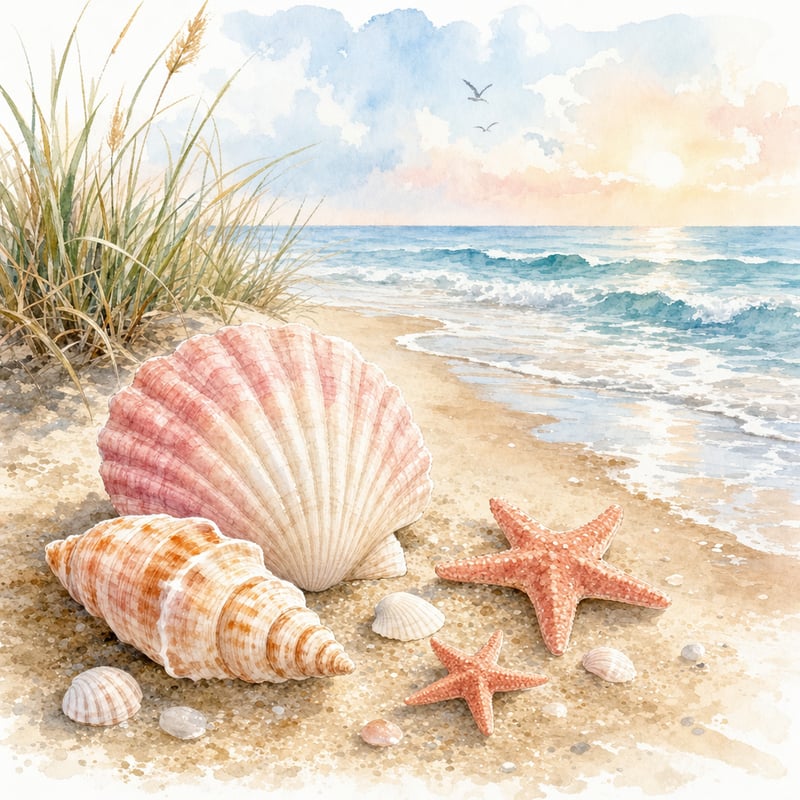 Dreamy Watercolor Beach Illustration