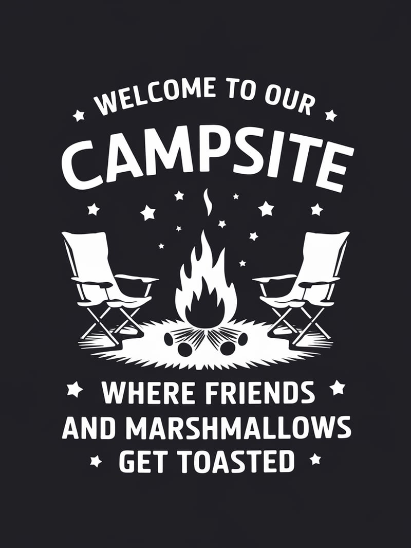 Minimalist Campfire Silhouette Design