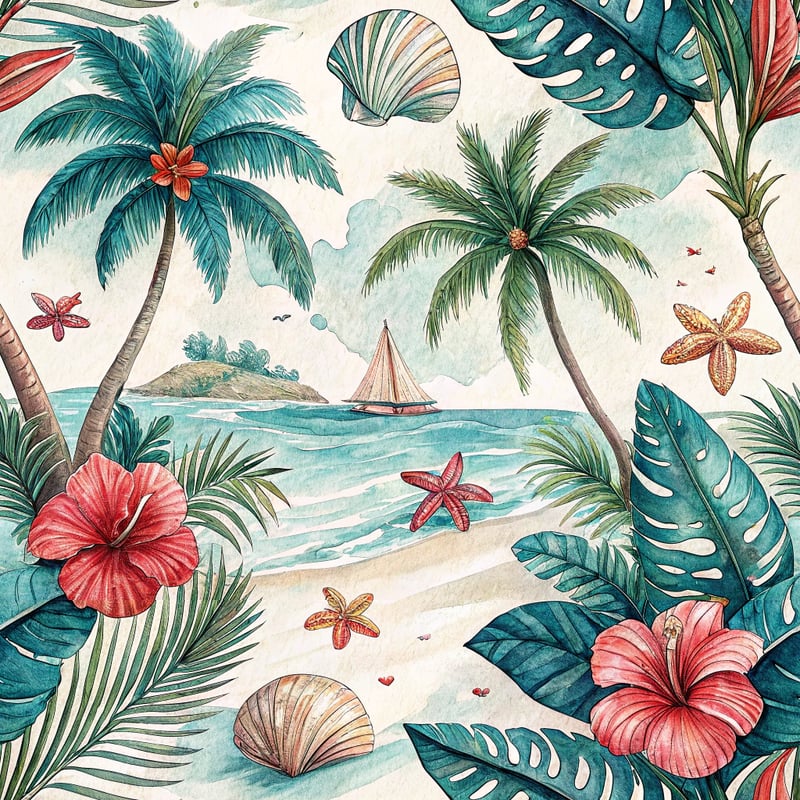 Tropical Hawaiian Beach Pattern