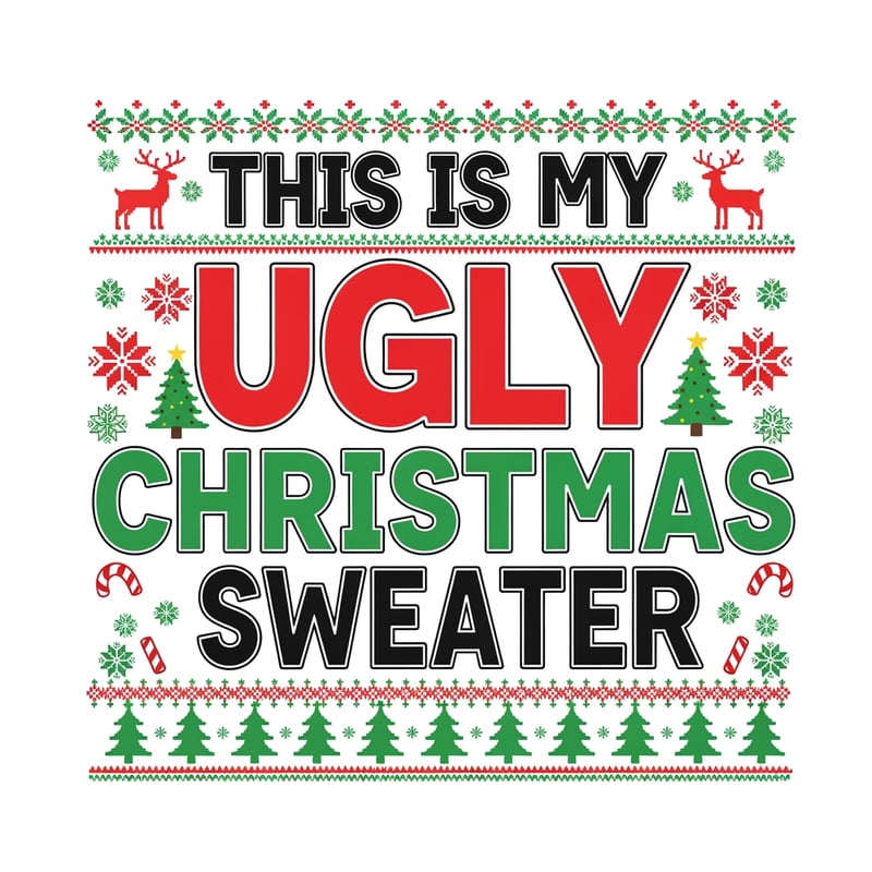Ugly Christmas Sweater T-Shirt Design