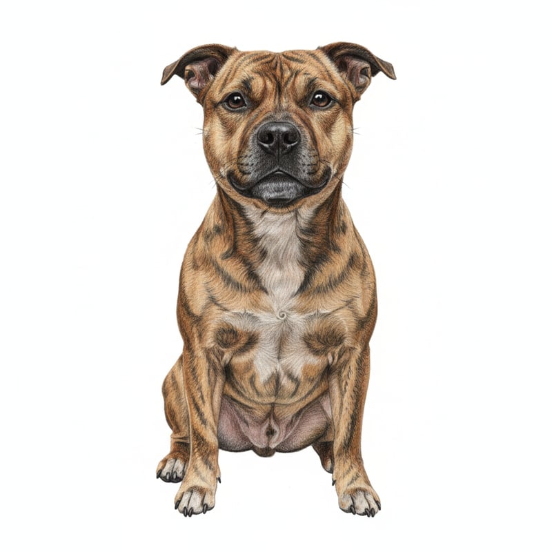 Realistic Staffordshire Bull Terrier Drawing