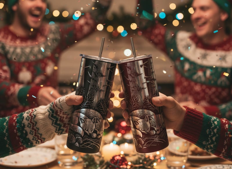 Holiday Toast with Engraved Tumblers