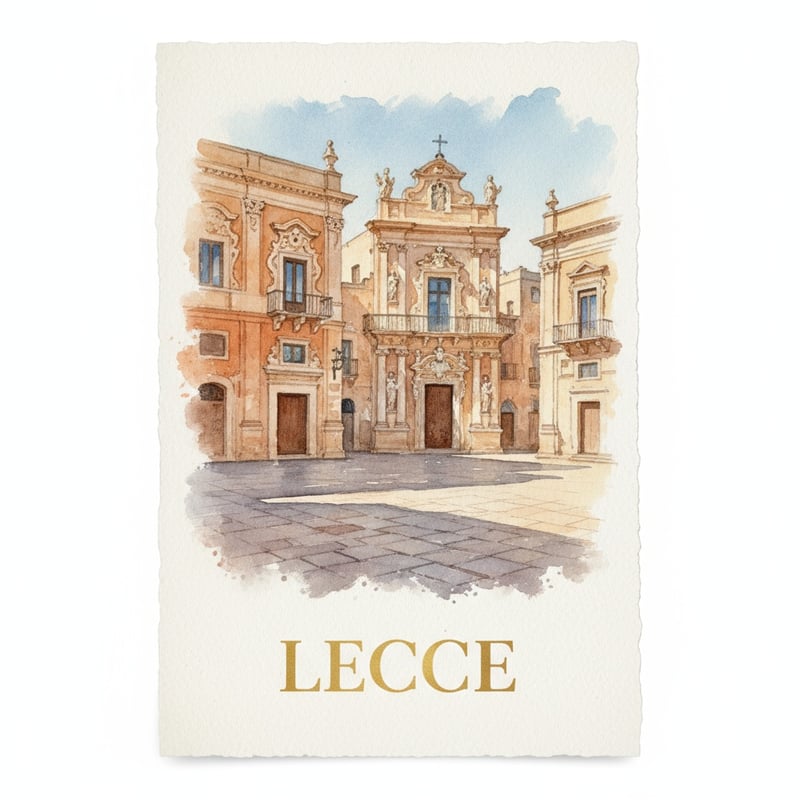 Watercolor Painting of Lecce Cityscape
