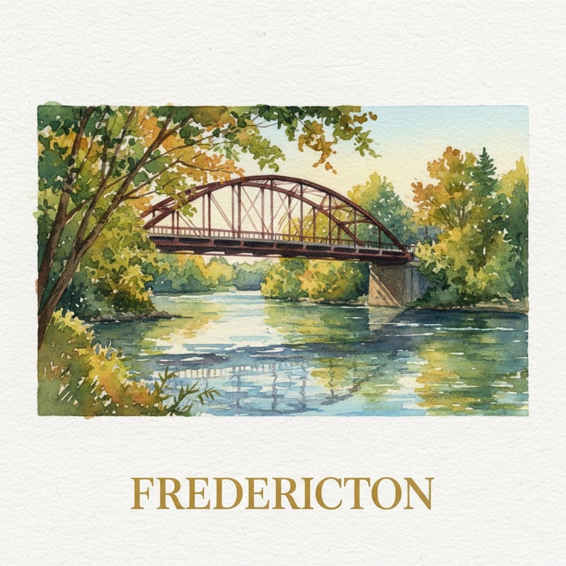 Watercolor Painting of Fredericton Bridge