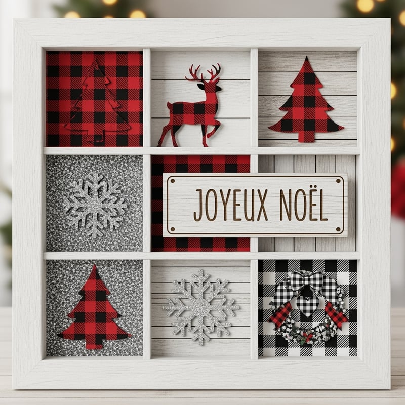 Rustic Christmas Collage in Shadow Box