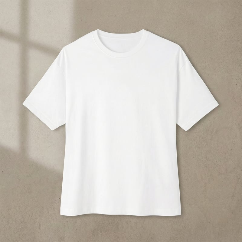 White Oversized Boxy Tee Flatlay