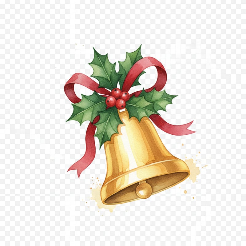 Realistic Gold Christmas Bell Clipart