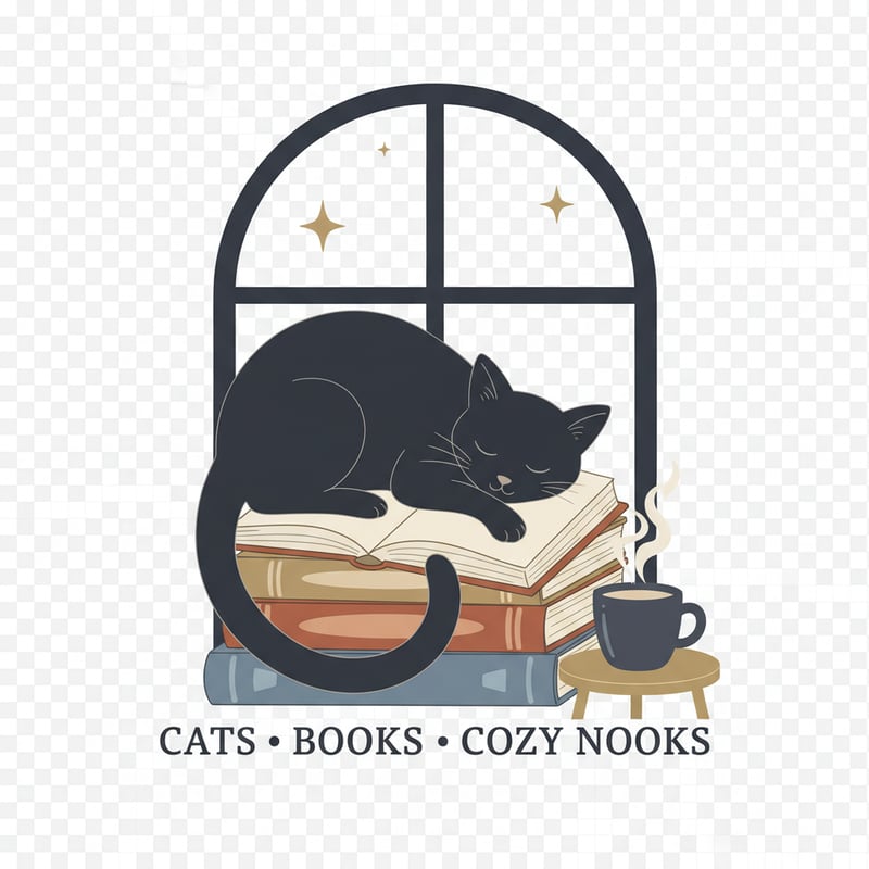 Cozy Cat Reading Graphic
