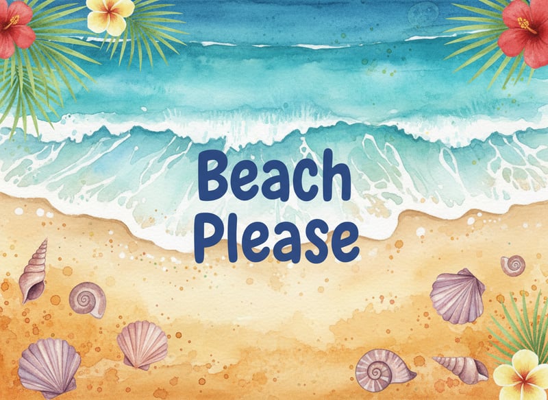 Coastal Beach Scene Watercolor Design
