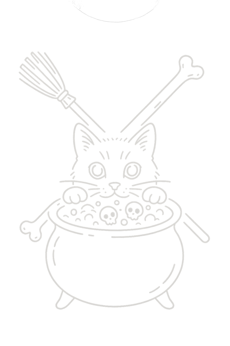 Wide-Eyed Cat Over Bubbling Cauldron
