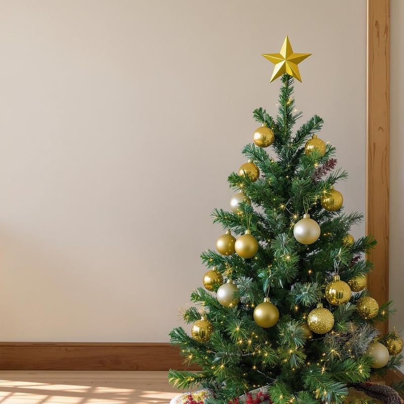 Realistic Photo of Decorated Christmas Tree