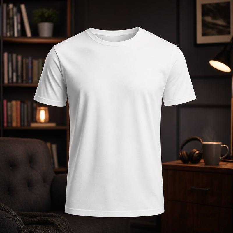 3D Ghost Mannequin White T-Shirt Mockup