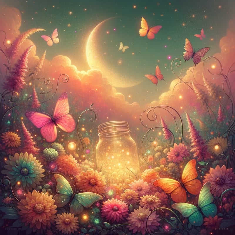 Enchanted Meadow with Glowing Butterflies