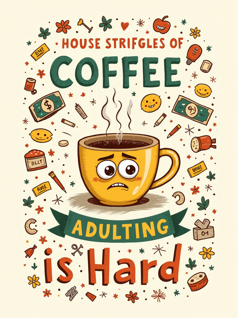 Humorous Coffee Adulting Design