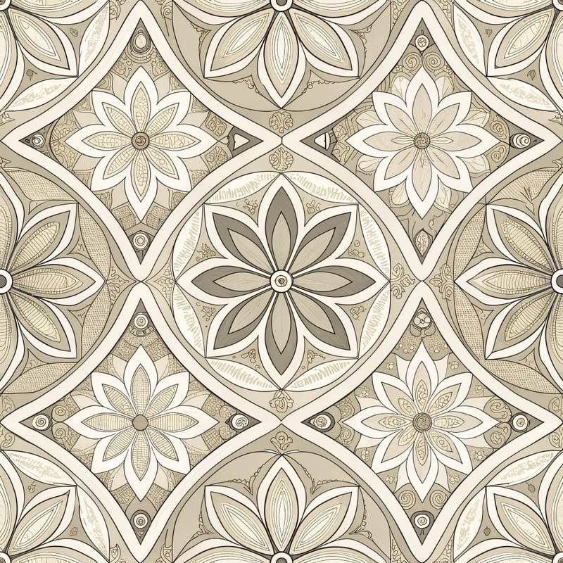 Greige Ivory Geometric Pattern