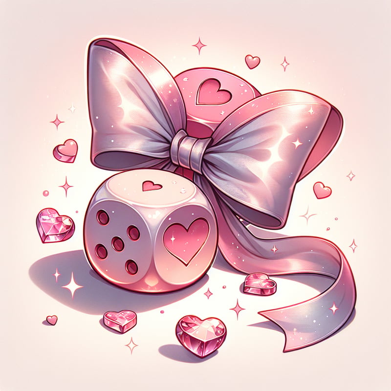 Romantic Pastel Dice with Ribbon Bow