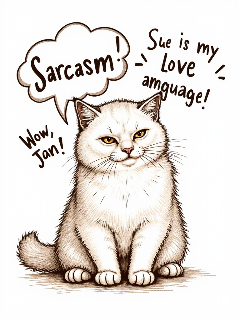 Monotone Fluffy Cat T-Shirt Design