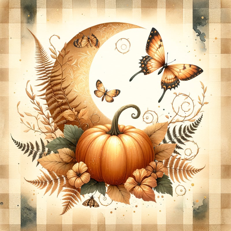 Glowing Amber Pumpkin Watercolor