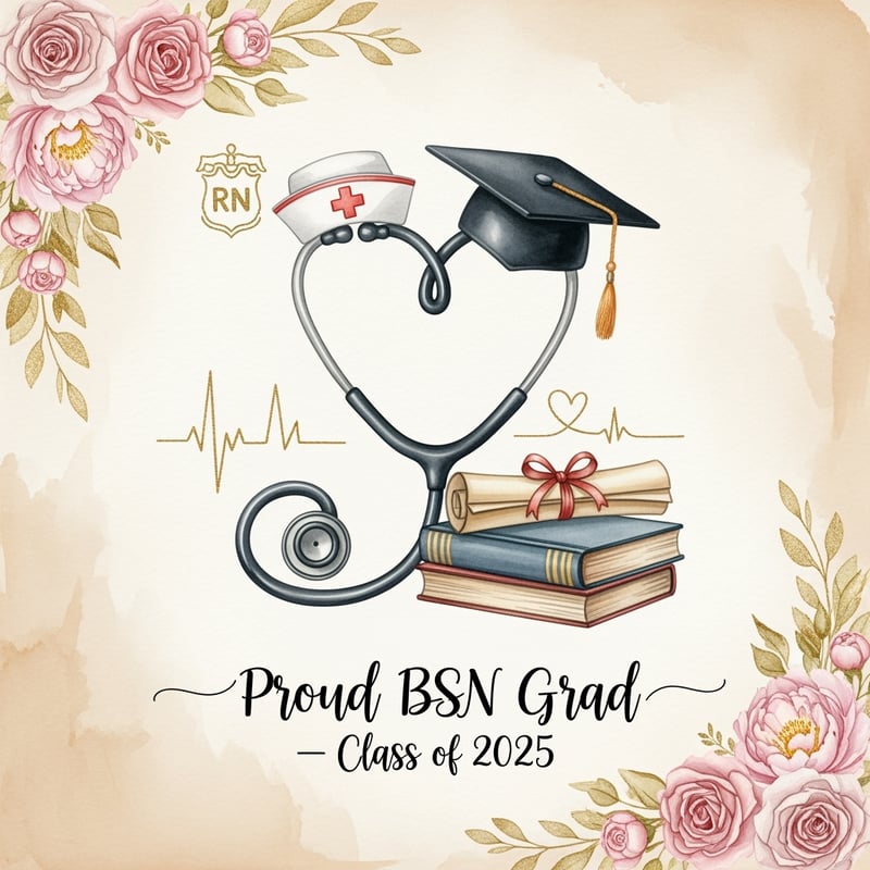 Watercolor Nursing Graduation Scene