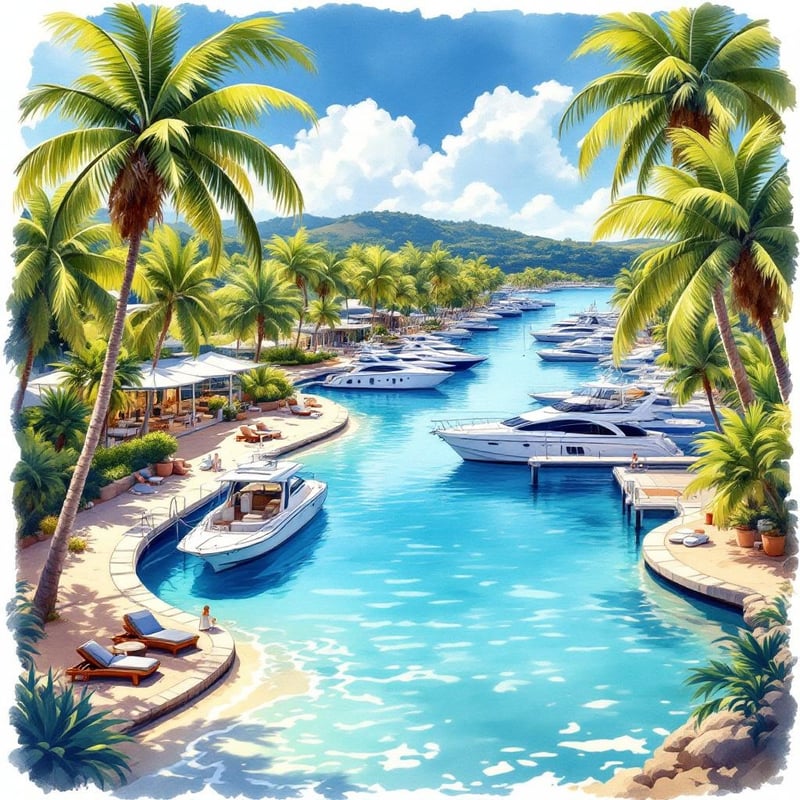 Hope Island Travel Poster Illustration