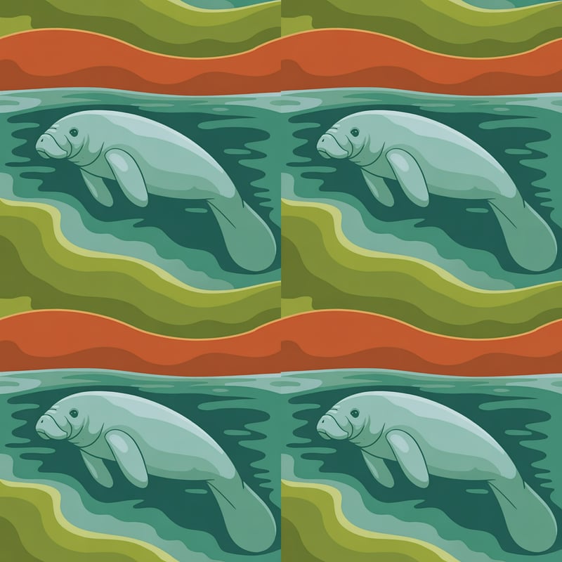 1960s Mid-Century Modern Manatee Pattern